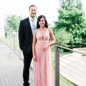 Rose pink long formal dress.